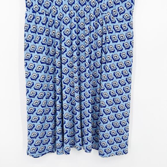 Boden Flutter Sleeve Jersey Dress Dusty Blue Oriental Bud Womens Size 12R - Picture 5 of 14